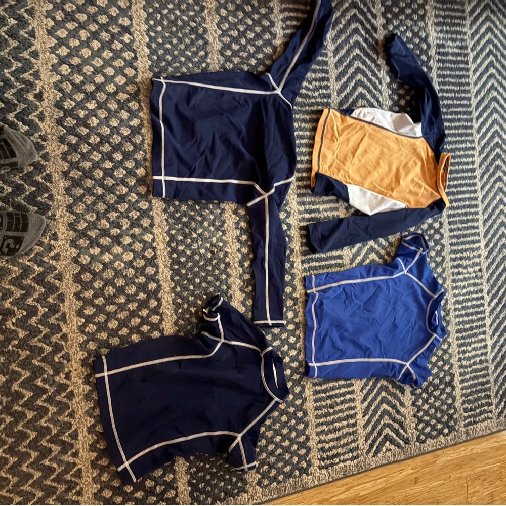 Lands' End Kids' Rash Guard Set - Navy, Orange, Blue